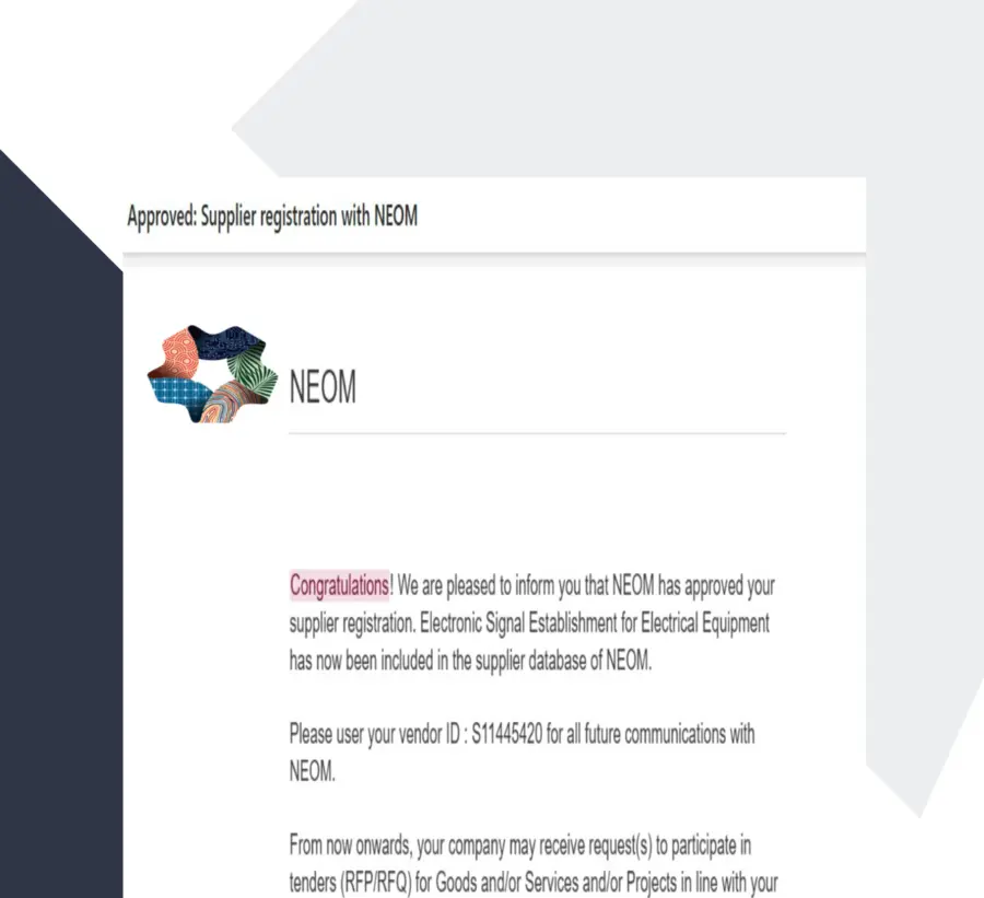 NEOM — Supplier Registration
