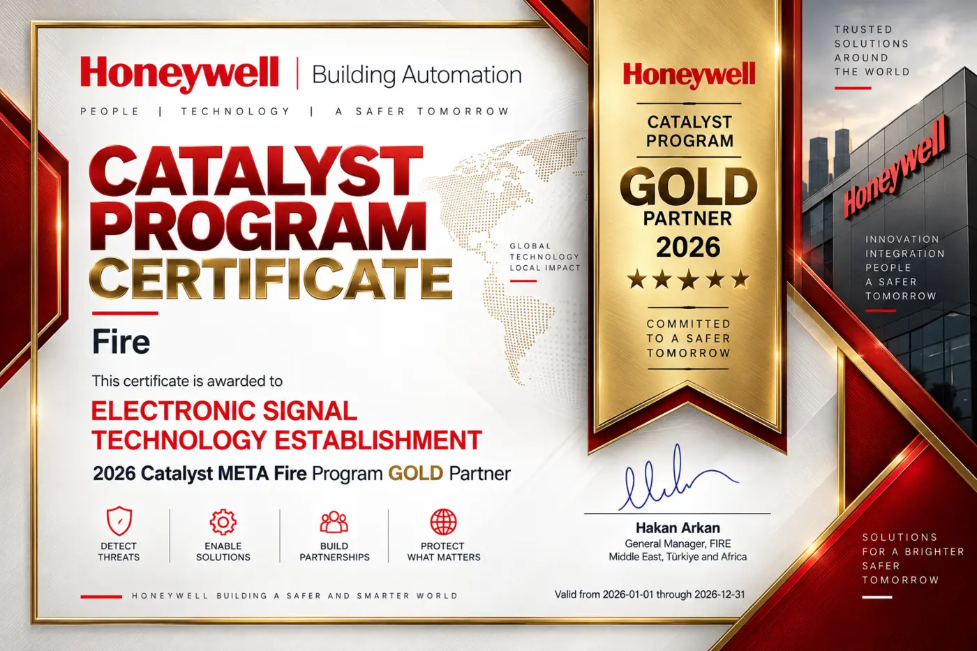 Honeywell Catalyst META Fire Program Gold Partner certificate 2026
