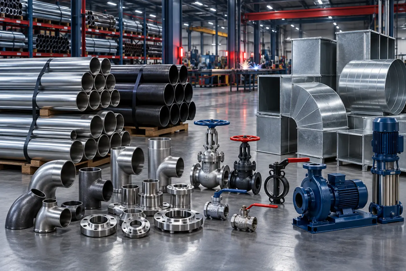 Pipes, valves, fittings, pumps and mechanical supplies
